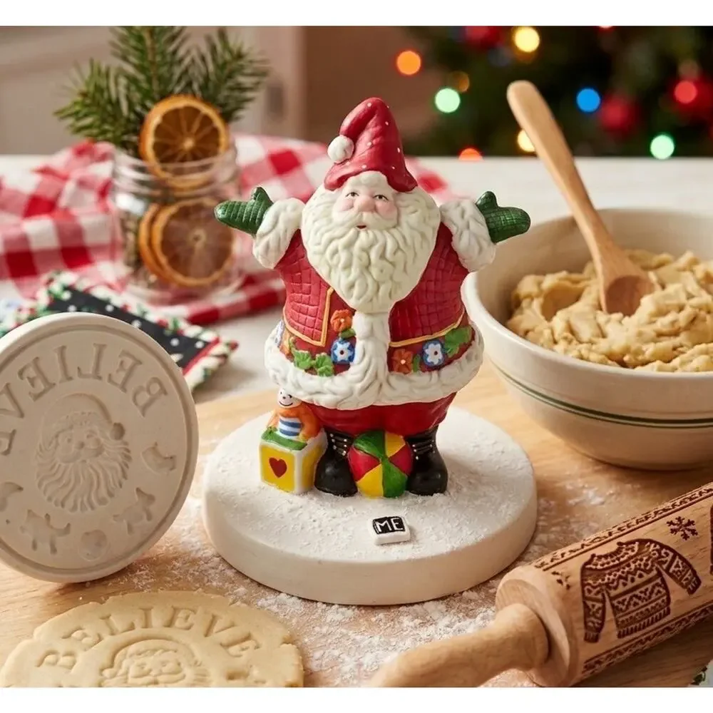 Vintage Mary Engelbreit “Believe” Santa Cookie Stamp Press Enesco 1999 Y2K ME